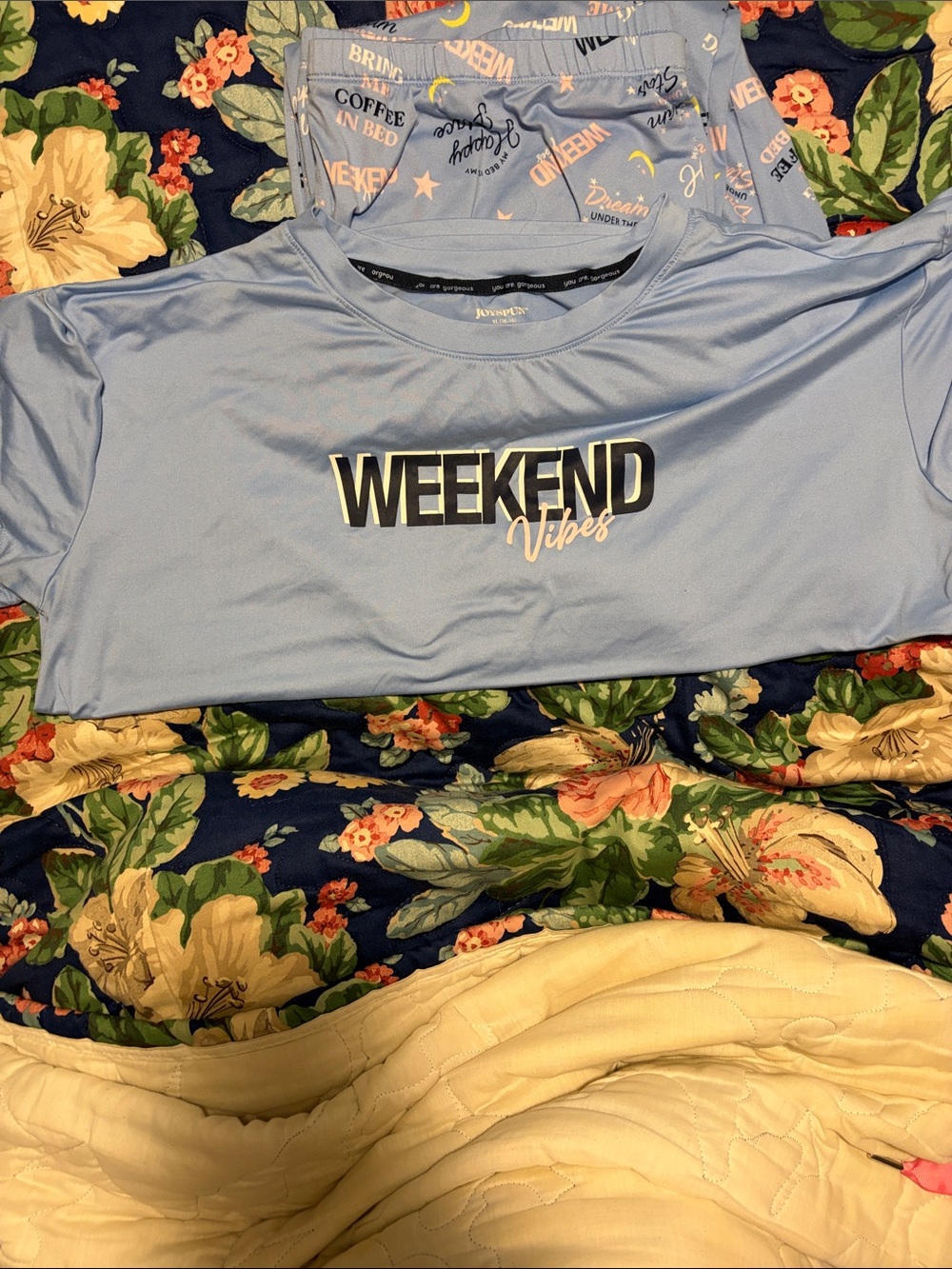 Weekend Vibes Pajama Top - Light Blue